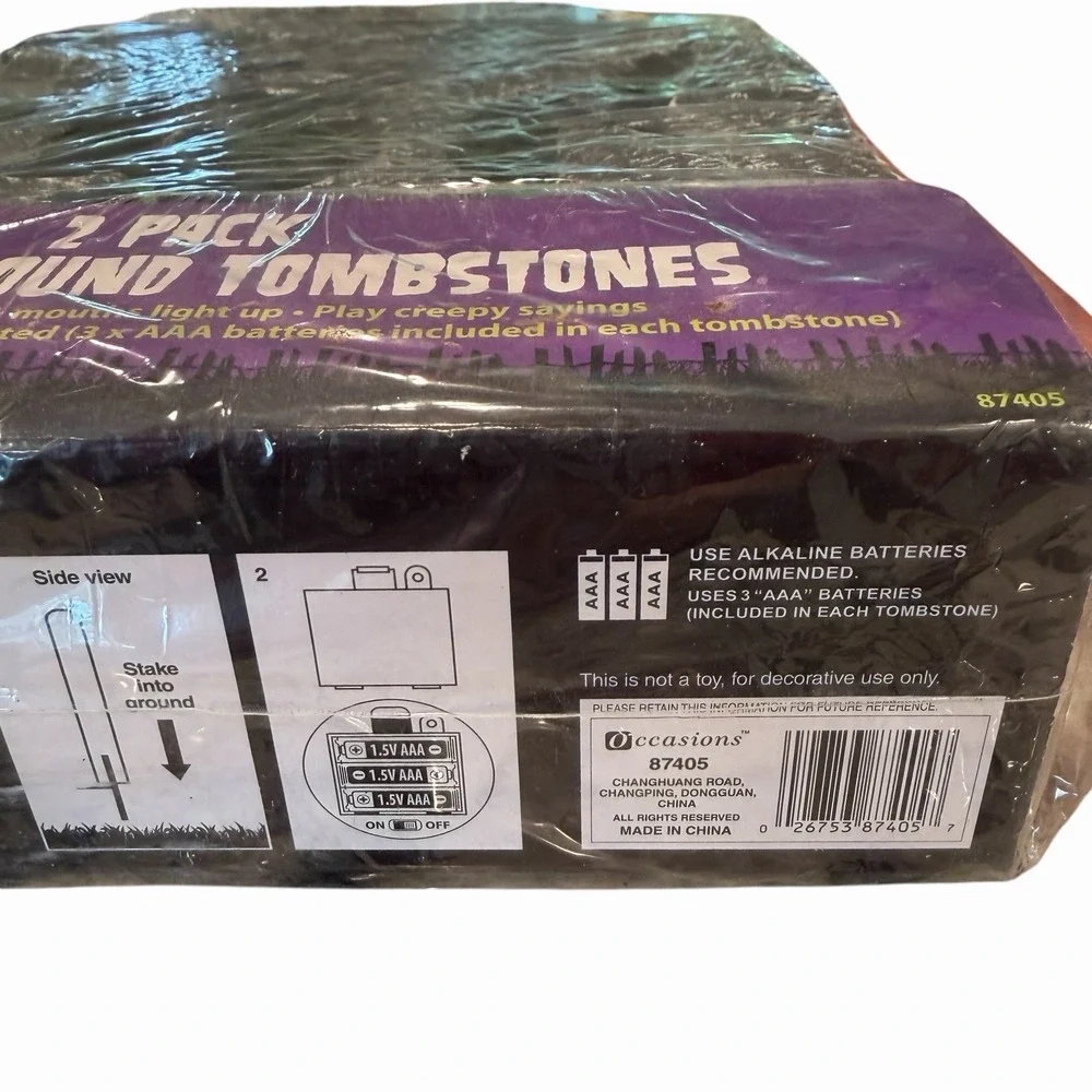 Vintage Halloween Light Up Foam Pumpkins And Tombstones 2 Packs (4 Pieces Total)